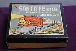 TN Japan lithographed Tin Santa Fe Diesel Battery Cable Train With Headlight 