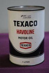 Texaco Havoline 1 Liter Motor Oil Tin