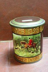 The Hunt Pictorial Tin Tea Caddy .