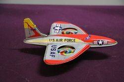 A Saito U.S Air Force USAF Airplane Friction Tin Toy.#