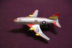 Vintage Saito U.S Air Force USAF Airplane Friction Tin Toy.#