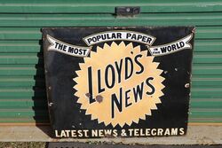 Very Early Lloydand39s News Enamel Advertising Sign 