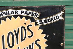 Very Early Lloydand39s News Enamel Advertising Sign 