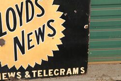 Very Early Lloydand39s News Enamel Advertising Sign 