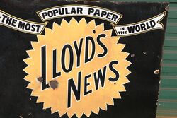 Very Early Lloydand39s News Enamel Advertising Sign 