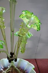 Victorian 5 Branch Vaseline  Uranium  Glass Epergne  