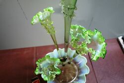 Victorian 5 Branch Vaseline  Uranium  Glass Epergne  