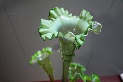 Victorian 5 Branch Vaseline  Uranium  Glass Epergne  