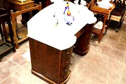 Victorian Burr Walnut White Marble Top WashStandHall Table 