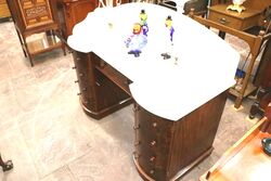 Victorian Burr Walnut White Marble Top WashStandHall Table 