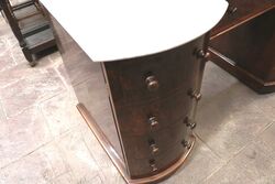 Victorian Burr Walnut White Marble Top WashStandHall Table 