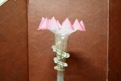 Victorian Centre Trumpet 2 Branch Vaseline Glass Epergne 