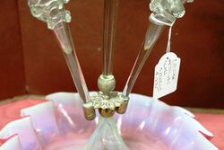 Victorian Centre Trumpet 2 Branch Vaseline Glass Epergne 