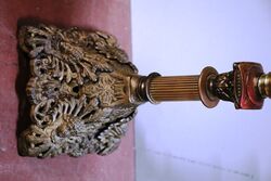 Victorian Oil Lamp Ruby Font and Ruby Etched Shade 