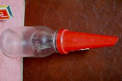 Vintage 1 litre Oil Bottle with Genuine Shell X100 Plastic Top