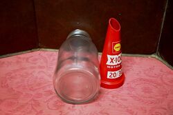 Vintage 1 litre Oil Bottle with Genuine Shell X100 Plastic Top