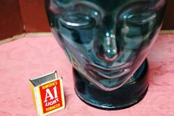 Vintage 60s 70s Turquoise Green GLASS Mannequin Head Hat Wig Stand Display 28cm H