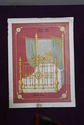 Antique Pictorial Adv Card of a Brass Half Tester Bed.