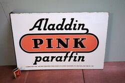 Vintage Aladdin Pink Paraffin Double Sided Enamel Sign