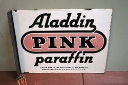Vintage Aladdin Pink Paraffin Double Sided Enamel Sign. #