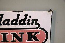 Vintage Aladdin Pink Paraffin Double Sided Enamel Sign 