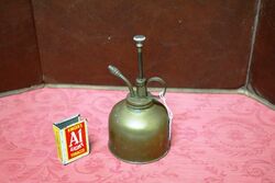 Vintage All Brass Button Pump Oiler-Sprayer.