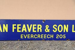 Vintage Allan Feaver and Son ltd Evercreech Somerset Enamel Sign 