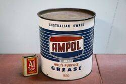 Vintage Ampol Multi-Purpose Red Grease 5 lb Tin.