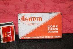 Vintage Ashton Cork Tipped Cigarettes Tin.