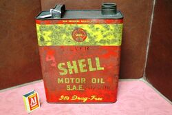 Vintage Aust Silver Shell Motor Oil S.A.E. 20/30 1 Gallon Tin.