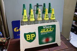 Vintage BP VISCO 2000 10 Bottle Oil Rack  Double Sided 