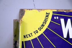 Vintage BP White May and Royal Standard Lamp Oils Double Sided Enamel Sign 