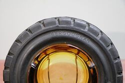 Vintage Bergougnan Industrial Tyre Rubber and Amber Glass Promotional Ashtray
