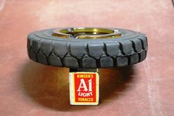 Vintage Bergougnan Industrial Tyre Rubber and Amber Glass Promotional Ashtray