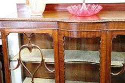 Vintage Bow Front Walnut 2 Door Display Cabinet 