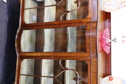 Vintage Bow Front Walnut 2 Door Display Cabinet 