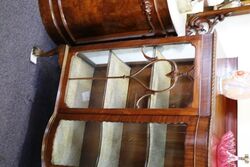 Vintage Bow Front Walnut 2 Door Display Cabinet 