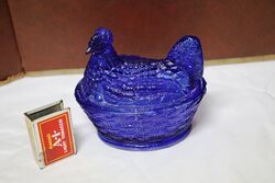 Vintage Bristol Blue Hen on Nest Sugar Bowl 