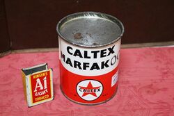 Vintage Caltex Marfax OO 1lb Grease Tin with Contents.