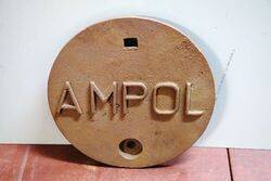 Vintage Cast Iron AMPOL Tank Cover. #