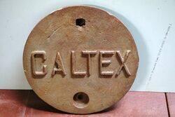 Vintage Cast Iron CALTEX Tank Cover #