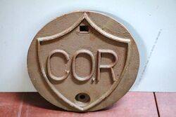 Vintage Cast Iron COR Tank Cover. #