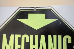 Vintage Champion Mechanic on Duty Double Standing Tin Sign  