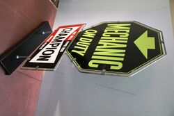 Vintage Champion Mechanic on Duty Double Standing Tin Sign  