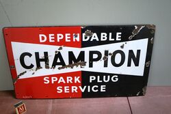Vintage Champion Spark Plug Enamel Advertising Sign 