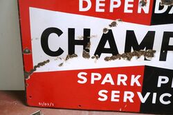 Vintage Champion Spark Plug Enamel Advertising Sign 