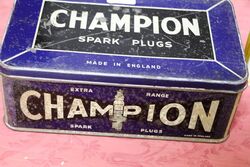 Vintage Champion Spark Plugs Container Pictorial Tin