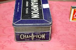 Vintage Champion Spark Plugs Container Pictorial Tin