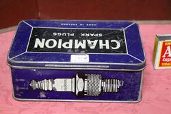 Vintage Champion Spark Plugs Container Pictorial Tin