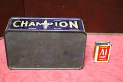 Vintage Champion Spark Plugs Container Pictorial Tin